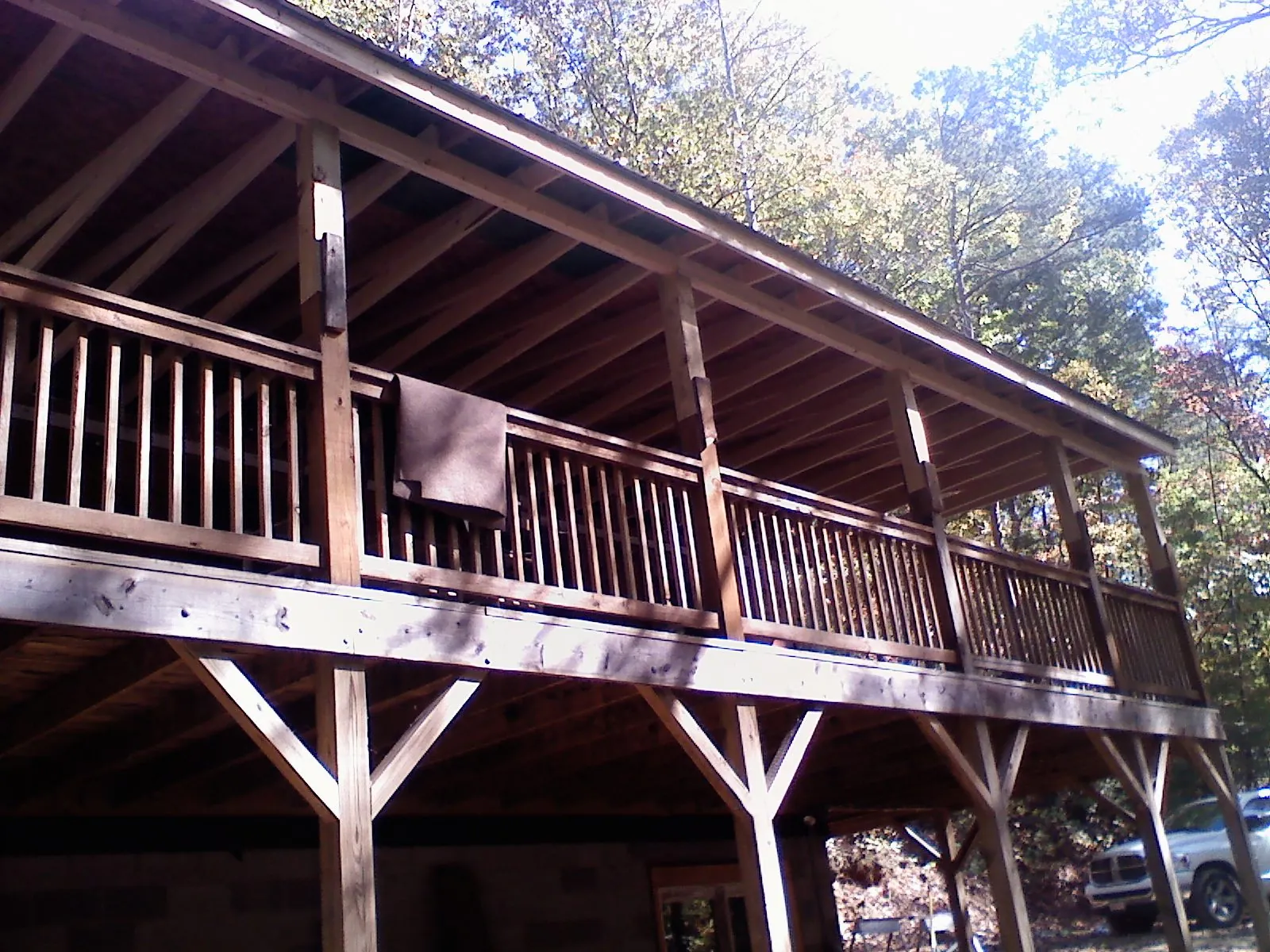 Timber framing under a new elevated porch and deck — Roof Leak Repair in Dunbar by Roofing Brothers